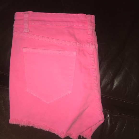 Flourscent Pink Denim Shorts - Picture 5 of 9